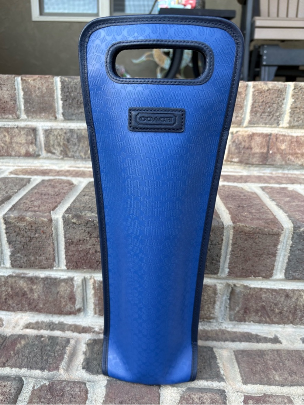 Coach Wine Carrier Blue Black EUC